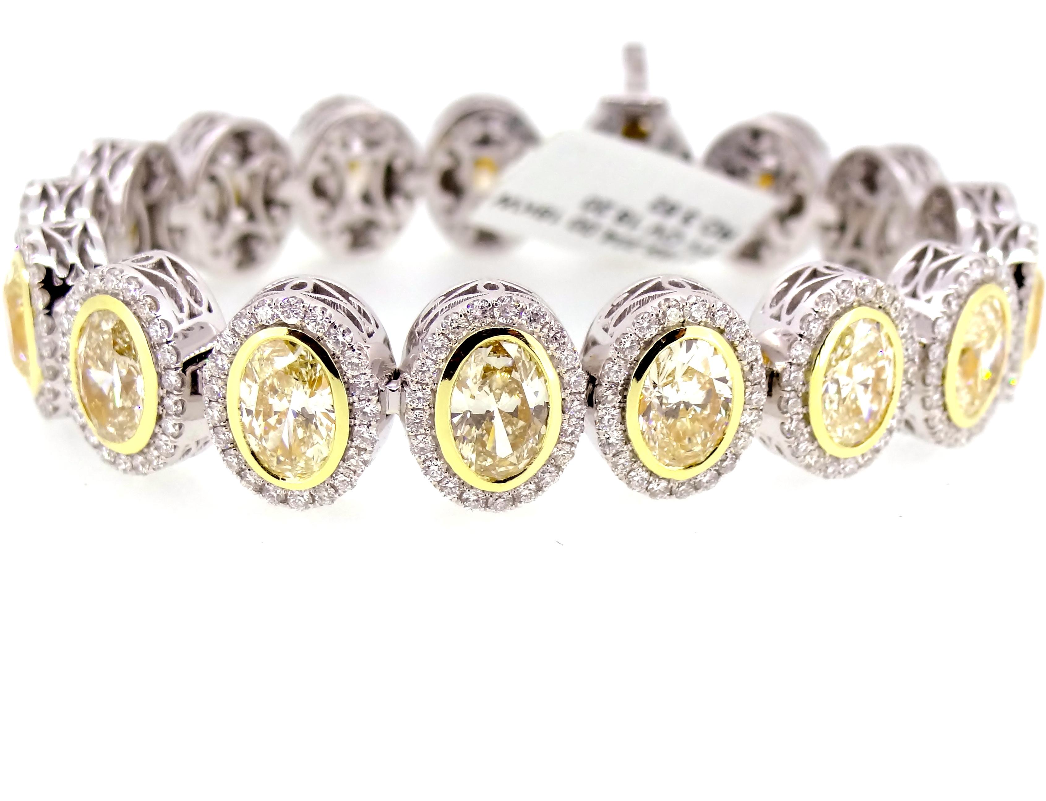 Fancy Yellow Oval Cut Diamond Bracelet. Each Oval Cut Diamond Weighs Over 1.00 carats - eBay Store Novalee & Co.