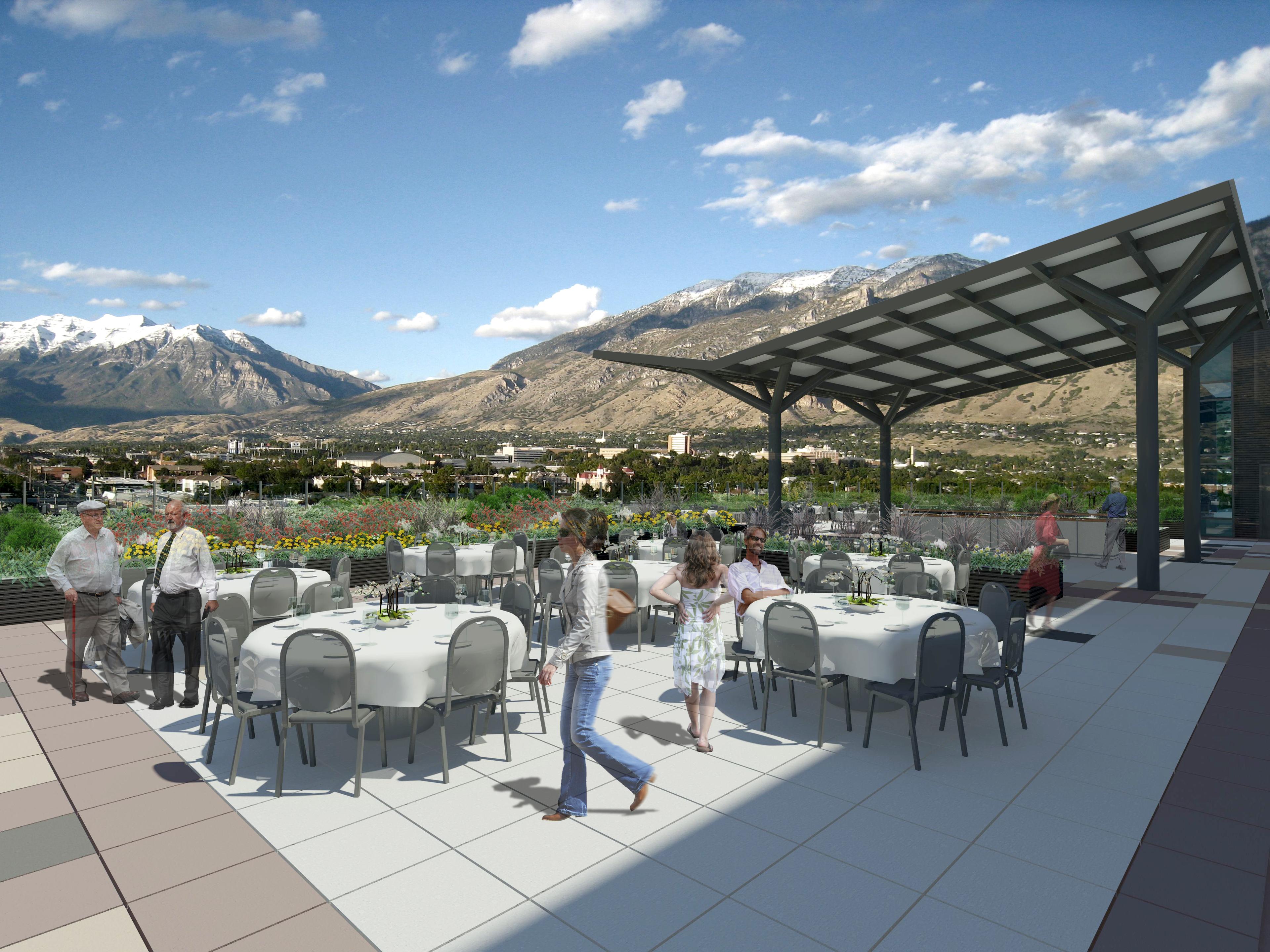 Roof top terrace overlooking the mountains