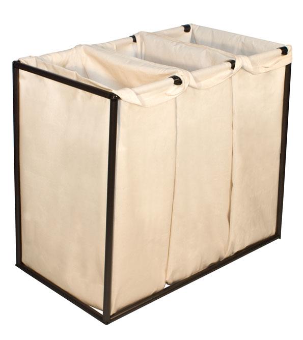 Bag Stand Triple Hamper Bronze with Cotton Bags