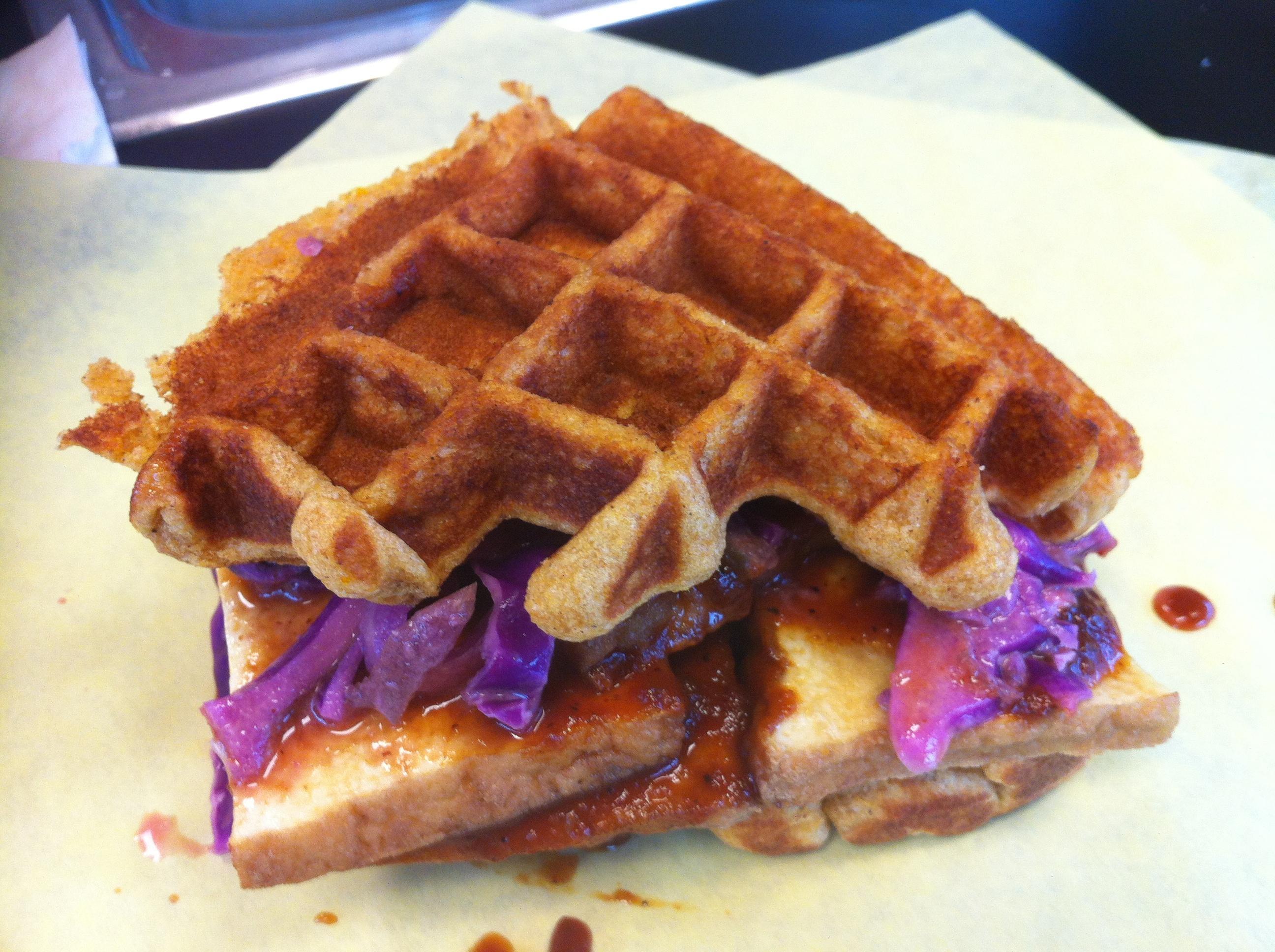 Happy's Vegetarian Belgian Sweet Potato & Tofu Sandwich with BBQ Sauce