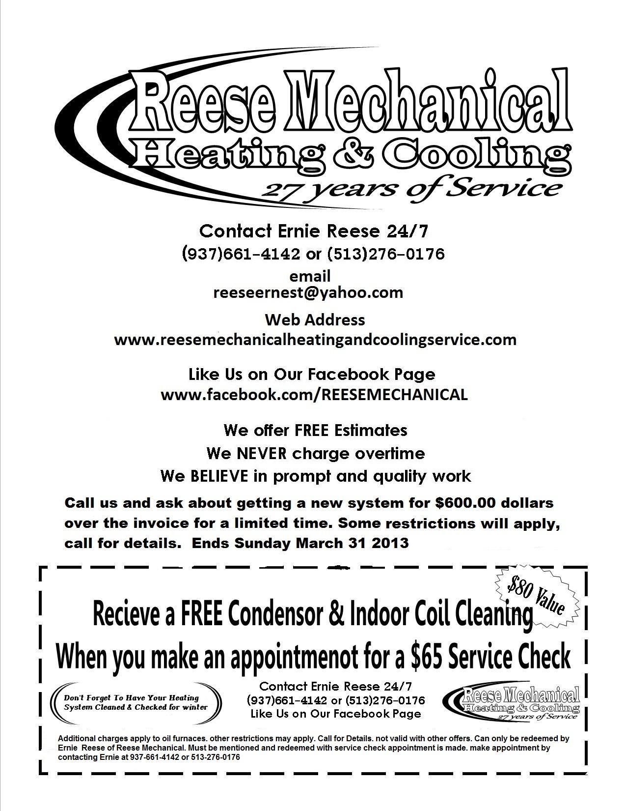 reese mechanical heating & cooling service