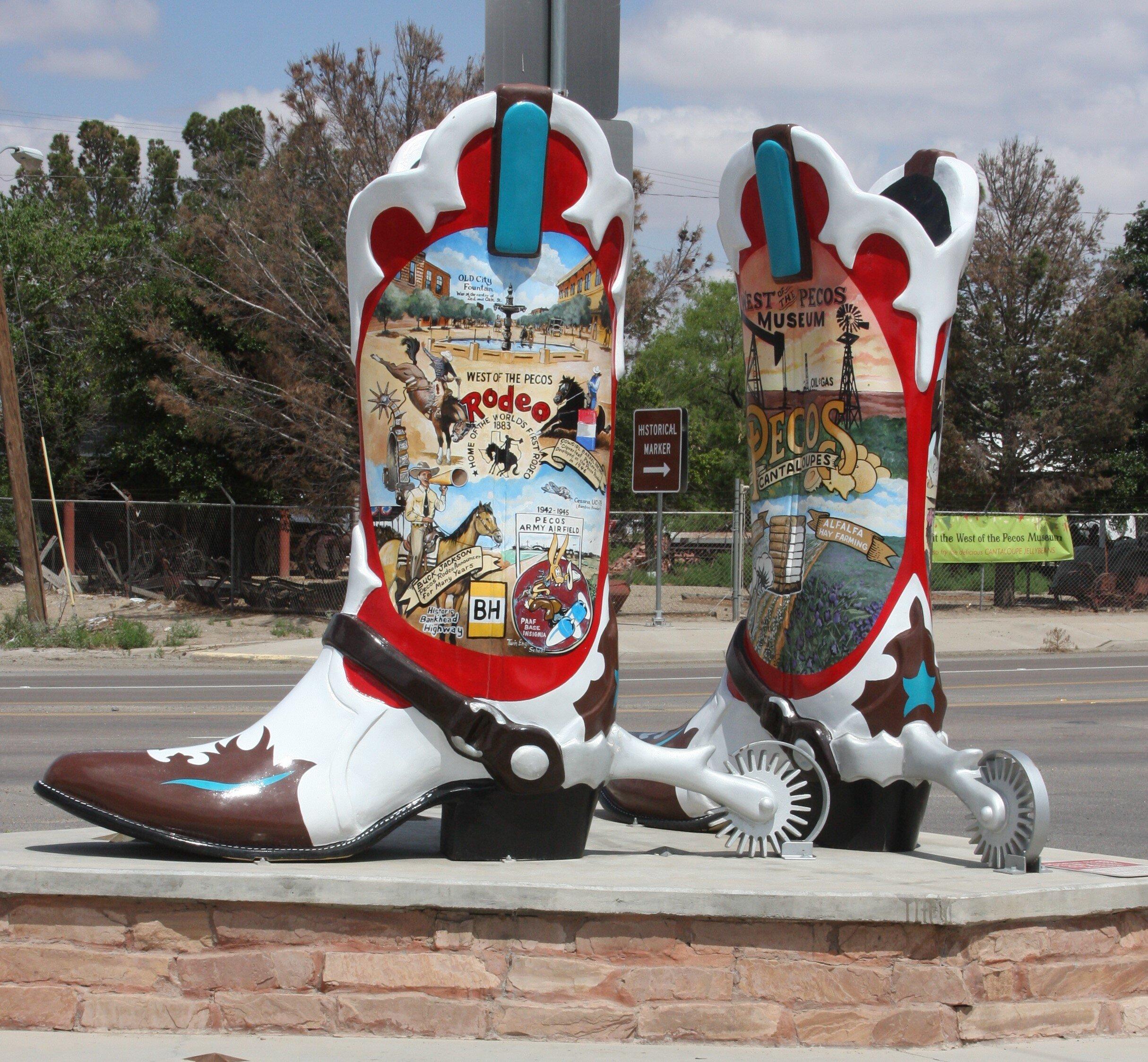 Pecos Bill Statue & Western Boots