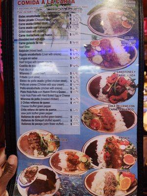 Menu as of February 2024