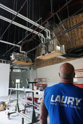 Laury Heating Cooling & Plumbing performing an installation at Living Faith Alliance Church in Vineland, NJ.