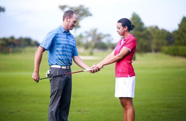 Mark Durland teaching a new student the proper grip.