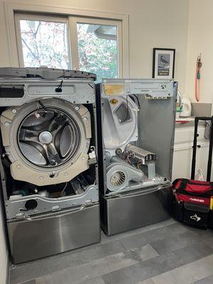 Washer machine and dryer cleaning.