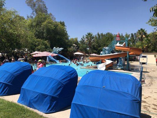 View of orca shade lounger and the kiddy pool