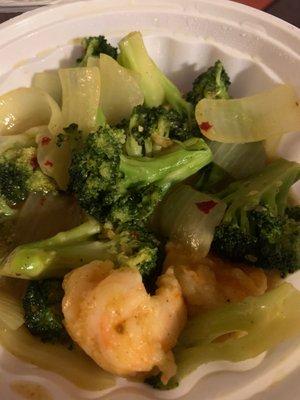 Curry shrimp w/ broccoli and onions