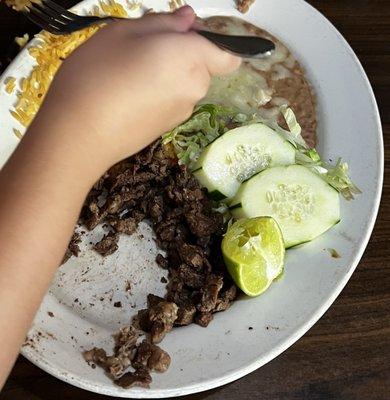 Kids Carne Asada plate (taco meat)