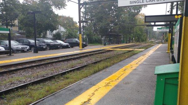 On the inbound platform at Eliot Station