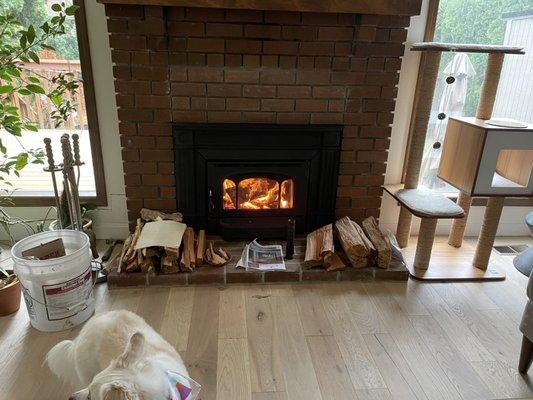 Wood stove insert install