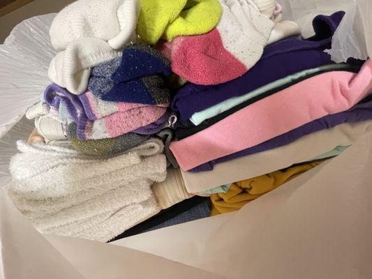 First time customer was so very happy with my freshly cleaned clothes! Look how clean & neatly folded! Thank you!