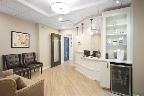 Waiting area. Enjoy coffee and water while waiting to be seen. Welcome to Dental Devotion.