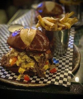 Nacho mamas cheesesteak burger