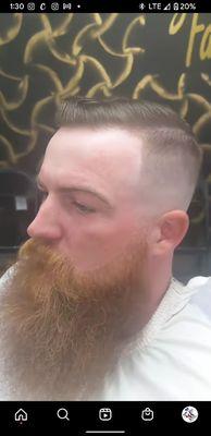 Mid skin fade comb over and beard line up