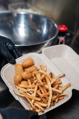 Mini corn dogs and fries