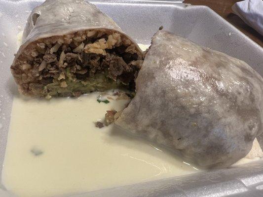 Burrito supremo with carne asada