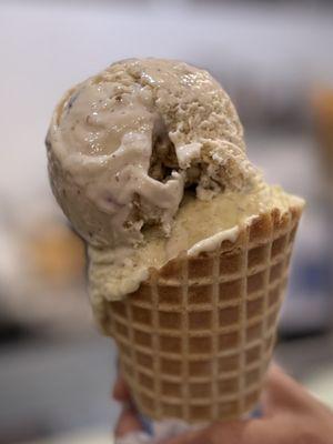 Butter pecan and pistachios on a cone