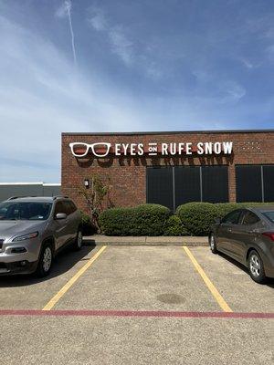 Outside sign for Eyes On Rufe Snow