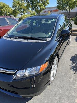 06 civic painted after an accident from grey to black. 48 hr turn around.