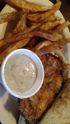 The chicken-fried chicken was perfectly crispy and the gravy was kind of peppery and flavorful!