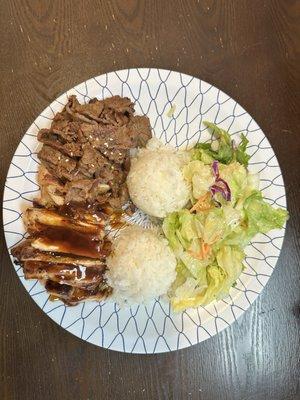 Combo of beef and chicken teriyaki