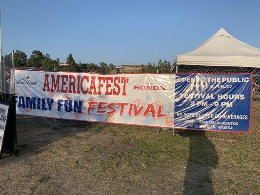 Americafest Sign @ Americafest @ Rose Bowl In Pasadena July 4, 2019