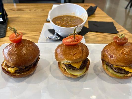 Sliders and soup of the day, gumbo!