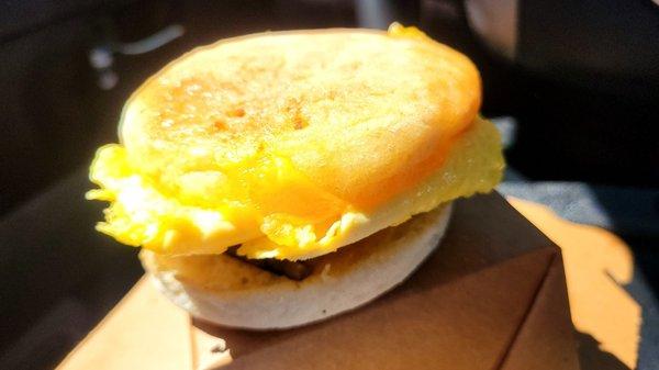 Egg and cheese english muffin sandwhich