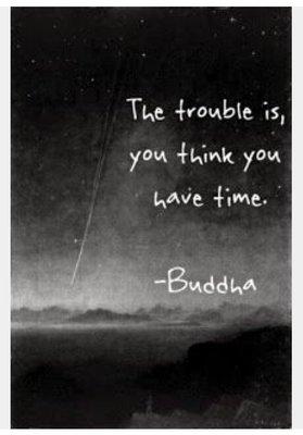 The trouble is, you think you have time.  -Buddha