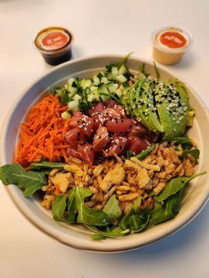 Ahi tuna poke bowl (with complimentary eel sauce and spicy mayo)