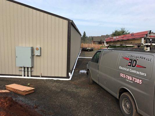 Wine cellar we wired and and the outdoor condenser for it.