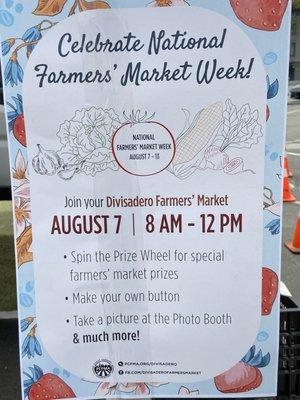 National Farmers' Market Week runs August 7 - 13, Visit Your Local Farmers Market.