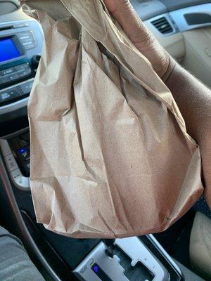 The famous brown bag.