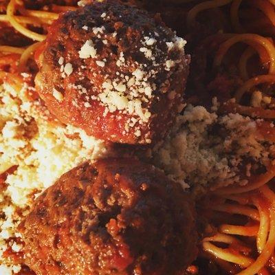 July 2018. Deliciousness.  Spaghetti with meat sauce and a side of meatballs. I LOVED this!