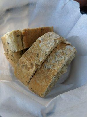 Free bread with chives in it. Comes out warm and fresh.