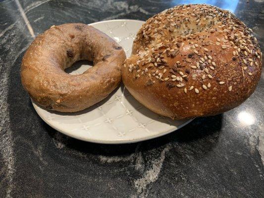 Twisted Bagel on left, West End Bagel on right.