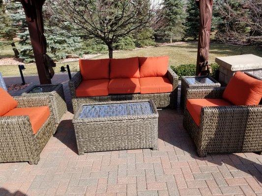 A patio set assembled for an in-home customer