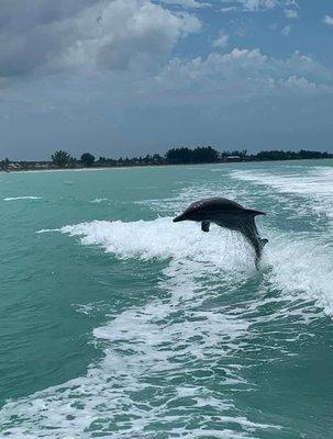 Behind the Sanibel Thriller boat ride