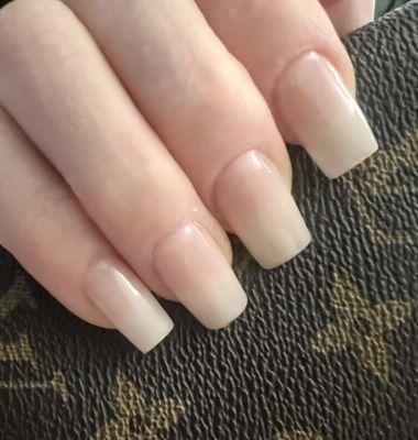 Acrylic nails with nude color powder and gel