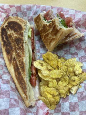 The Miami Club Sandwich and Plantain Chips