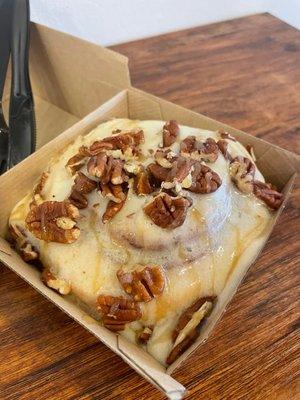 Maple pecan cinnamon roll