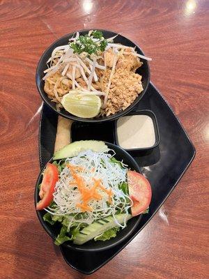 Phad Thai lunch special w side salad  also comes with egg roll.