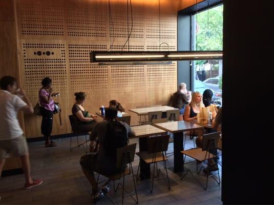 Inside chipotle near Bryant park