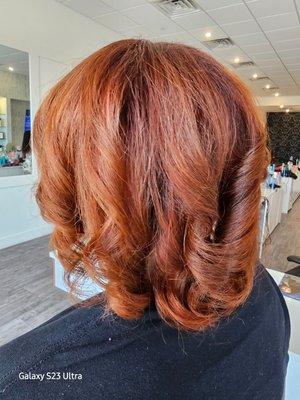 Hair color service. Color called "Red Spice"