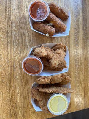 Chicken fingers and mozzarella sticks