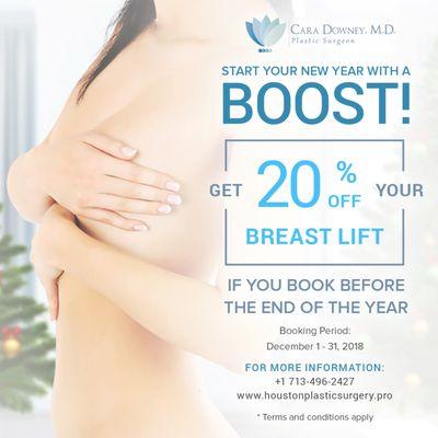 Take advantage of Downey Plastic Surgery's Breast Lift Specials this December! Get your well-deserved boost for the upcoming 2019.