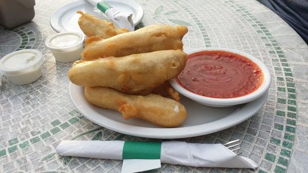 Beer battered mozzarella logs...