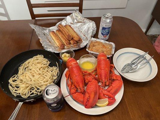 Lobsters, seafood casserole and beers from Chipman's Wharf