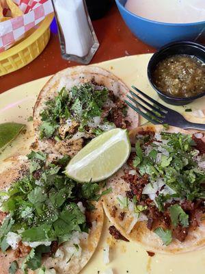 Street tacos!  Chicken, chorizo & Al pastor